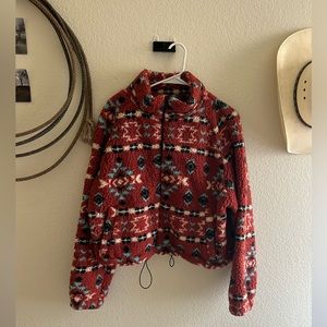 Aztec Sherpa Love Tree Crop Jacket